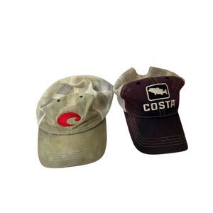 2 Costa baseball caps fishing caps work hats discoloration